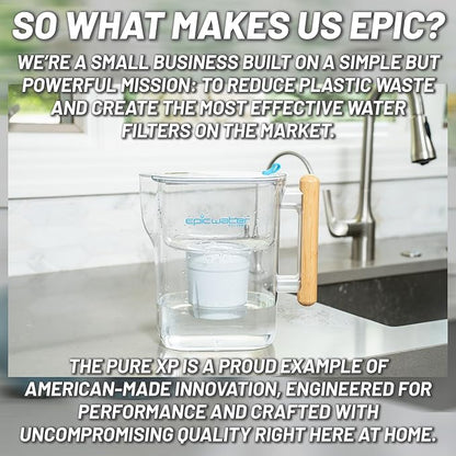 Epic Water Filters Pure REPLACEMENT Compatible with Epic Pure Water Pitcher/Removes Fluoride, Lead, Forever Chemicals, Heavy Metals, Industrial Pollutants/Filters 100 Gallons (3, Pure Standard 3 Pack)