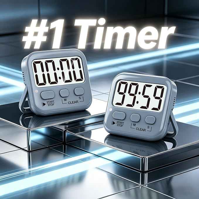 Antonki 2 Pack Digital Timer for Kids, Magnetic Countdown Kitchen Timers for Cooking, Egg, Classroom, Teacher, Exercise, Study, Oven - Battery Included - Image 2