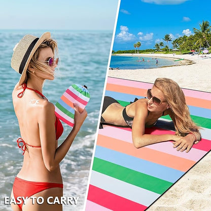 HIHOHO Beach Blanket Waterproof Sandproof Extra Large Beach Mat 79" X 83"/120"x108"for 1-8 Adults Quick Drying Durable Outdoor Picnic Mat for Beach Travel Camping Hiking