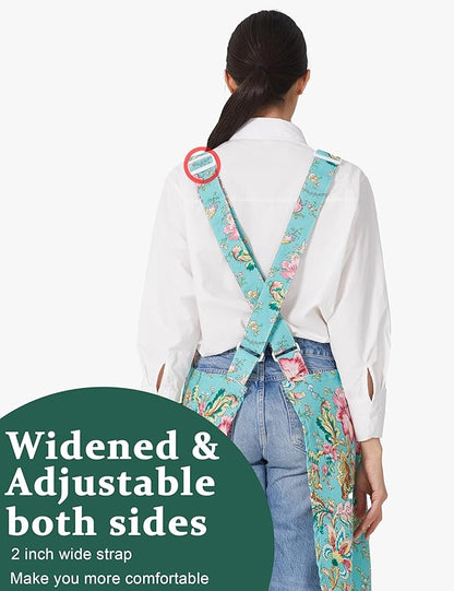 Cozy Adjustable Cross Back Aprons for Women with Pockets Cotton Linen Cooking Kitchen Baking