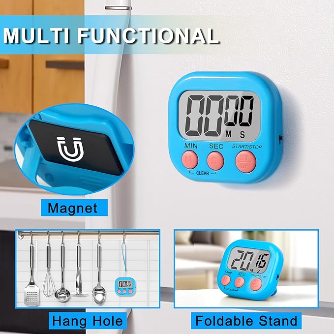ZILLEEN Classroom Timer for Kids Teachers 2 Pack Digital Timers, Blue & Yellow - Image 2