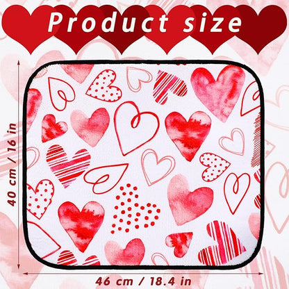 Breling Valentine's Day Dish Drying Mat Valentine Kitchen Dry Mat Absorbent Hearts Table Dishes Pad Red Pink Protect Tableware Kitchen Accessories for Home Decor, 16 x 18.4 Inches