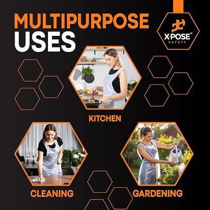 Xpose Safety 2000 White Plastic Disposable Aprons for Cooking & more Individually Packaged Durable 1 Mil Waterproof Polyethylene 24" x 48" - Image 2