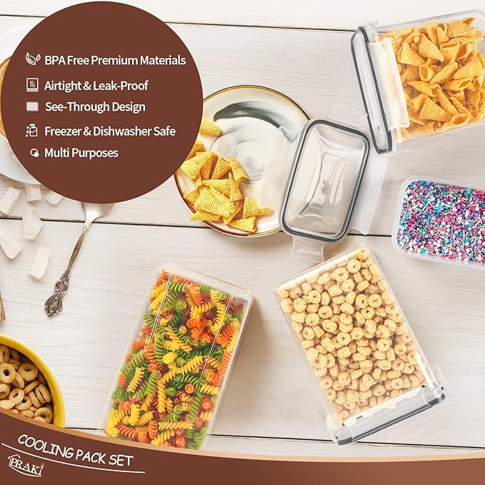 PRAKI Airtight Food Storage Containers Set with Lids - 24 PCS, BPA Free Kitchen and Pantry Organization, Plastic Leak-proof Canisters for Cereal Flour & Sugar - Labels & Marker(Grey) - Image 4