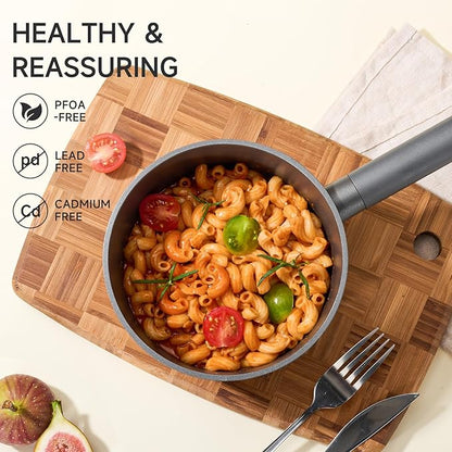JEETEE Titanium Sauce Pan with Lid, 1.5 QT Non Stick Cooking Pots, Oven & Dishwasher Safe, Ideal for Sauces Soups and Heating Milk, PFOA/PFAS Free (Gray) - Image 5