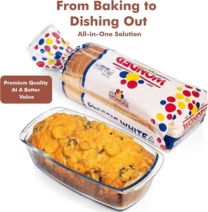 Razab LARGE 7.6 Cups/1800 ML/1.9 Qt Glass Loaf Pan with Lids - Meatloaf Pan BPA free Airtight Lids Grip Handle Easy Carry, Microwave and Oven Safe - Loaf Pans For Baking Bread, Cakes, Glass Loaf Pan - Image 8