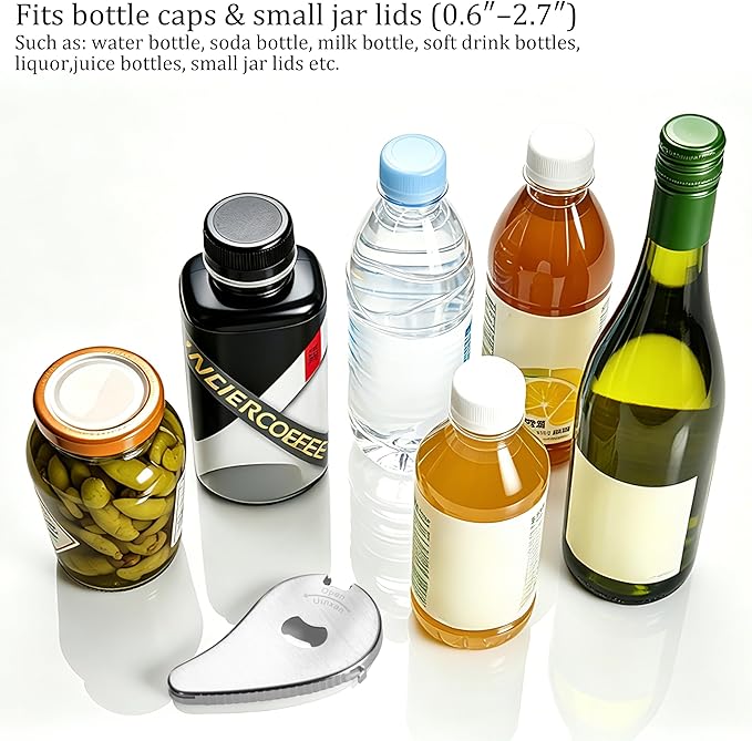 Uinxan Bottle Opener for Weak Hands & Seniors with Arthritis–5 in 1 for Vacuum Seals, Soda, Small Jar Lids(0.6"-2.7"), Beer Caps, Pull Tabs–Multifunction Portable Tool for Elderly/Women/Men (Black)