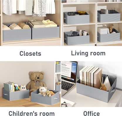 DIMJ Closet Storage Bins 6 Pack - Fabric Storage Baskets for Shelves, Large Clothes Organizers with Handles, Trapezoid Shelf Organization Storage Cubes for Purse, Toys, Books, Towel, Clothes - Image 5