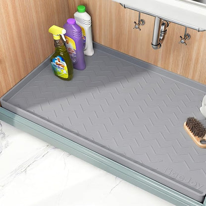 TigeJoy Under Sink Mats for Kitchen Waterproof, Leak-Proof Silicone Mat Sink Protector and Cabinet Liner, Kitchen Essentials Organizer and Storage 31" x 22" Light Grey