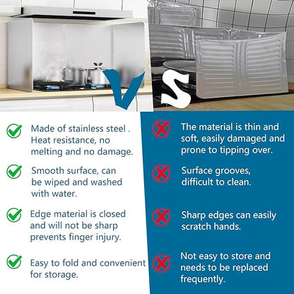 2 PCS Stove Grease Splatter Screens Guard | Range Backsplash Splatter Guard for Wall | 2 Sided Foldable Splash Shield Metal Panel Protector for Cooking, Stainless Steel, 15.7 X 15.7 X 15.7 Inches - Image 3