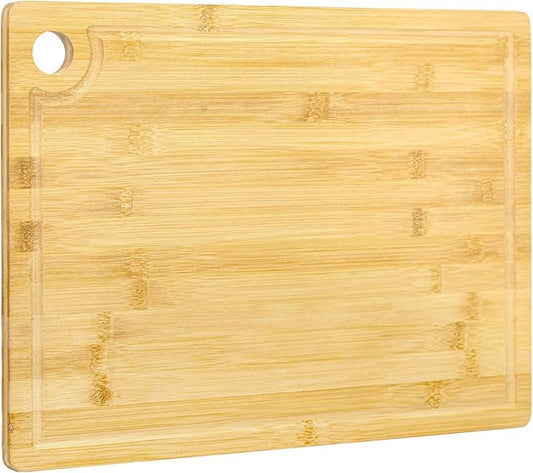Utoplike Bamboo Cutting Board 16 x 12 inch, Wood Chopping Board for Kitchen, Meat, Vegetables, Butcher Block with Juice Groove, 0.55"Th