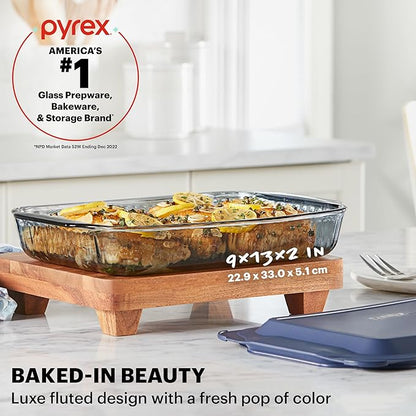 Pyrex Colors Tinted (9x13) Glass Baking Dish with BPA-Free Lid, Oblong Bakeware Glass Pan For Casserole & Lasagna, Dishwasher, Freezer, Microwave and Pre-Heated Oven Safe, Smoke - Image 2