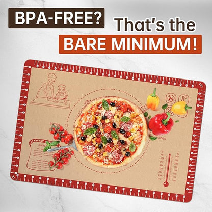 Extra Thick Silicone Mat for Baking, Silicone Baking Mat with 10 Easy Recipes, Non Stick Silicone Pastry Mat, kneading Dough Rolling Mat, Macaron, Cookie, bread, Pizza, Fondant/Pie Crust - Image 5