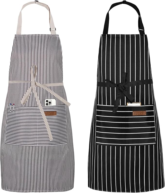 Serrenf 2 Pack Apron, Cooking Kitchen Aprons, Adjustable Bib Apron with 2 Pockets for Men Women Chef Apron by serrenf