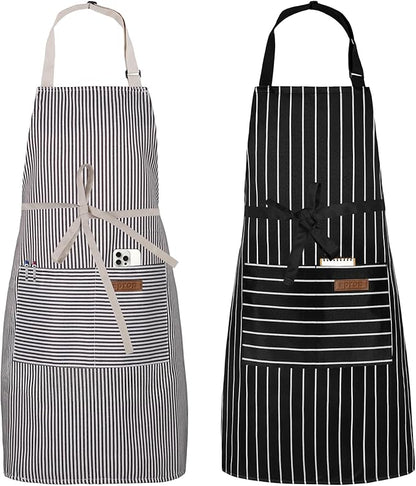 Serrenf 2 Pack Apron, Cooking Kitchen Aprons, Adjustable Bib Apron with 2 Pockets for Men Women Chef Apron by serrenf