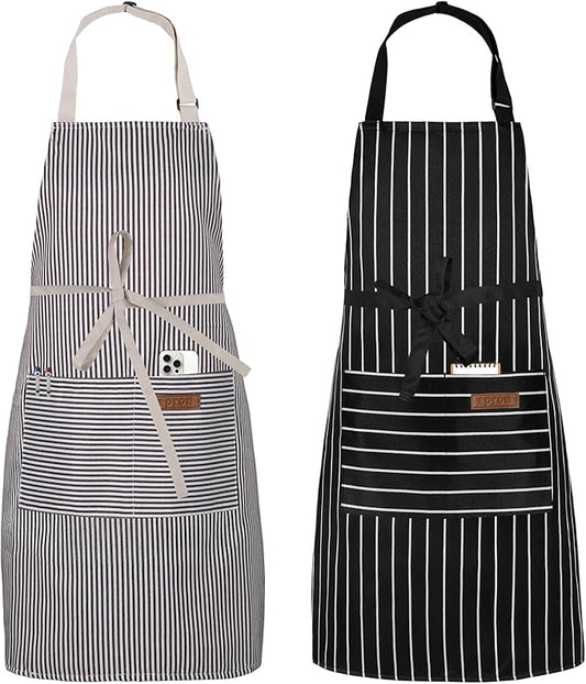 Serrenf 2 Pack Apron, Cooking Kitchen Aprons, Adjustable Bib Apron with 2 Pockets for Men Women Chef Apron by serrenf