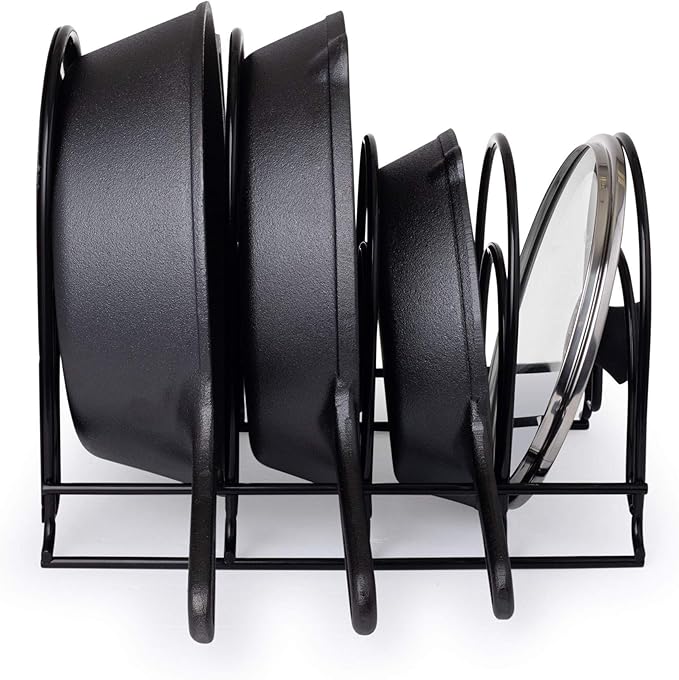 Cuisinel Heavy Duty Pots and Pans Organizer Rack - 12.2"-Inch Tall - 5 Tier Rack - Holds 50 LB - Cast Iron Skillets, Griddles, Shallow Cookware - Space Saving Kitchen Storage - No Assembly Required - Image 8