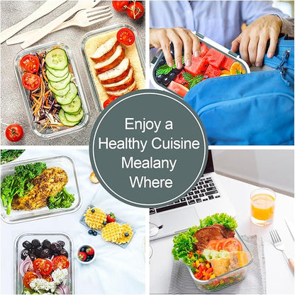 VERONES 10 Pack Glass Meal Prep Containers, Airtight Glass Lunch Containers, Stackable Glass Food Storage Containers Set with Lids,Exclusive of BPA,for Microwave, Oven, Freezer & Dishwasher,Grey - Image 6