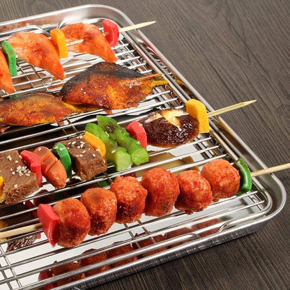 Wildone Baking Sheet with Rack Set [2 Sheets + 2 Racks], Stainless Steel Cookie Pan baking Tray with Cooling Rack, Size 12 x 10 x 1 Inch, Non Toxic & Heavy Duty & Easy Clean - Image 7