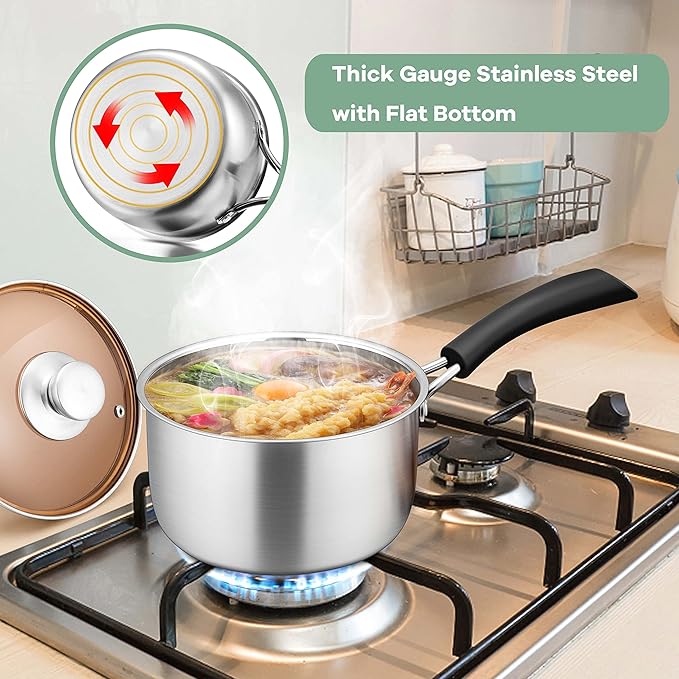 Herogo 1 Quart Saucepan with Lid, 18/10 Stainless Steel Small Sauce Pan Pot, 1Qt Saucepan for Gas Electric Stove Top Camping, Healthy & Rust Free - Image 8