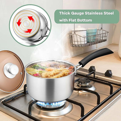 Herogo 2Qt Saucepan with Lid, 18/10 Stainless Steel Sauce Pan Pot, 2 Quart Saucepan for Gas Electric Stove Top Camping, Rust Free & Dishwasher Safe - Image 8
