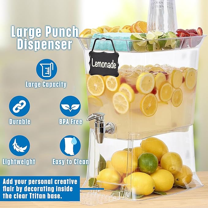 Buddeez Tritan™ Beverage Dispenser with Party Top Lid and Drip Tray - 3 Gallon Drink Dispenser - Drink Dispenser - BPA Free