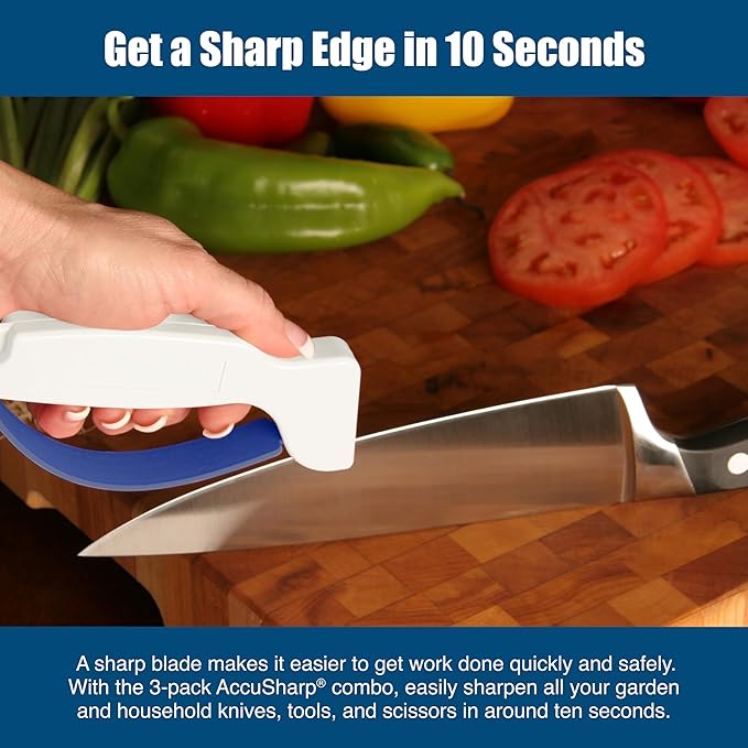 AccuSharp Multi-Pack Hand-Held Carbide Blade Sharpener, Knife, Garden Tool and Scissor Sharpener, Restores, Repairs & Hones Blades & Edges, 3-Pack - Image 4
