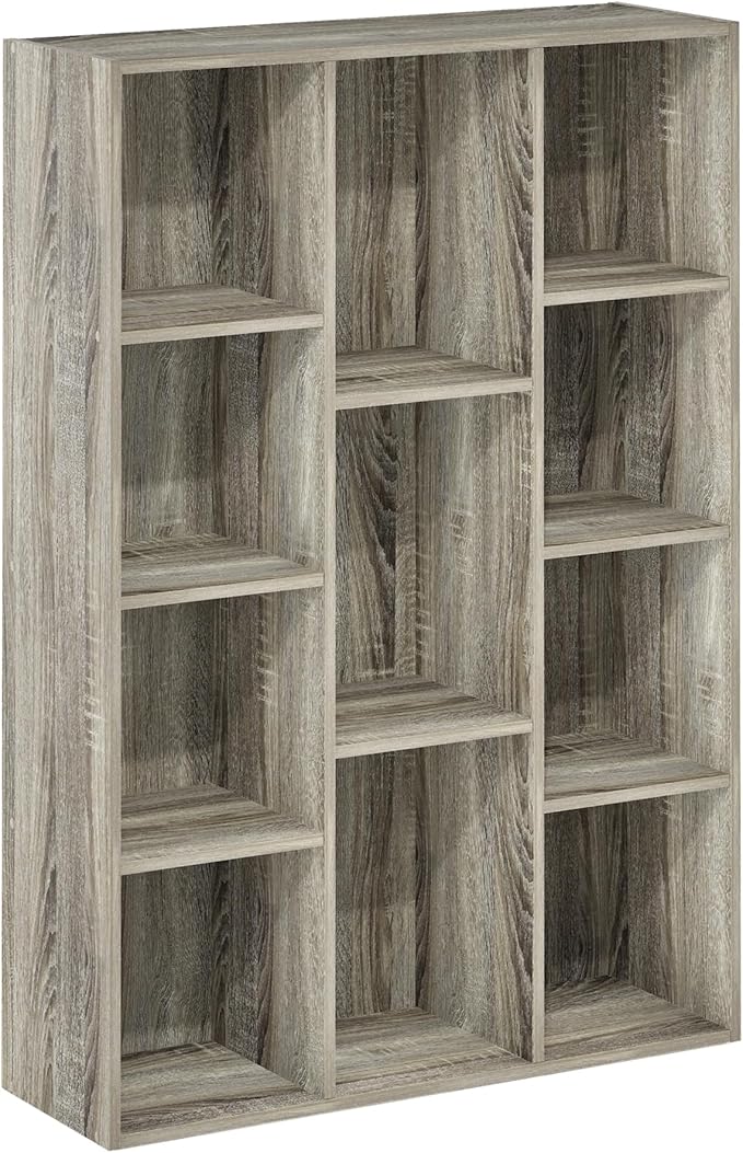 Furinno LUDER Book Shelf, 11-Cube Bookshelf, Reversible Bookcase, 9.4 x 29.1 x 41.7, Easy Assembly, for Living Room, Bedroom, Home Office, French Oak | Furinno, Luder, 11-Cube, Reversible, Open Shelf, Bookcase - Image 6