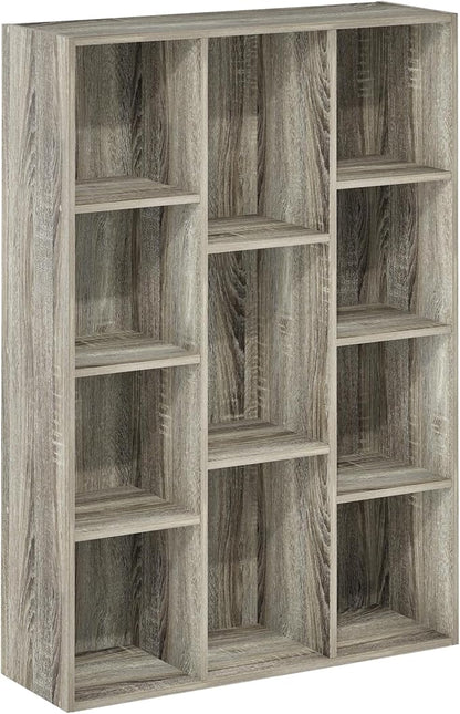 Furinno LUDER Book Shelf, 11-Cube Bookshelf, Reversible Bookcase, 9.4 x 29.1 x 41.7, Easy Assembly, for Living Room, Bedroom, Home Office, French Oak | Furinno, Luder, 11-Cube, Reversible, Open Shelf, Bookcase - Image 6