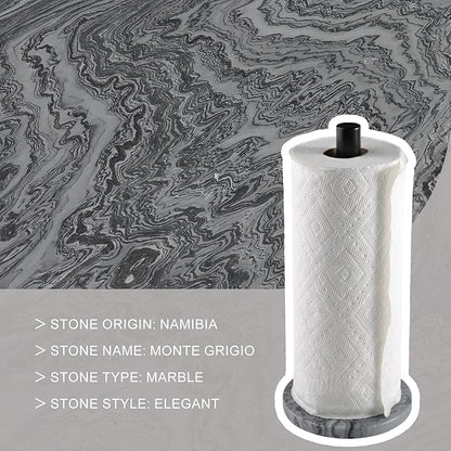 Koville African Marble Base Paper Towel Holder Countertop, Metal Rod 6" Marble Base Paper Towel Holder Stand for Kitchen Organization and Storage, Fit for Standard Size Rolls - Image 3