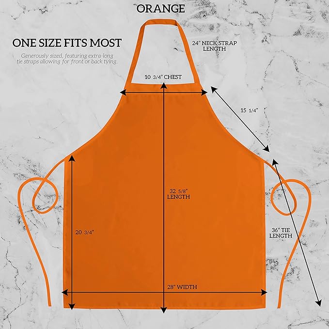 GREEN LIFESTYLE 120 Pack Professional Chef Apron – Grilling Aprons for Men, Waterproof Cooking Apron for BBQ, Work or Restaurant Use, Kitchen Aprons for Women – Orange, No Pockets - Image 2