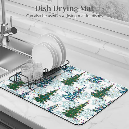 Bloss Christmas Drying Mat, 16"x24" Absorbent Coffee Mat with Waterproof Rubber Back, Fit Under Coffee Maker Machine / Counter - Image 3