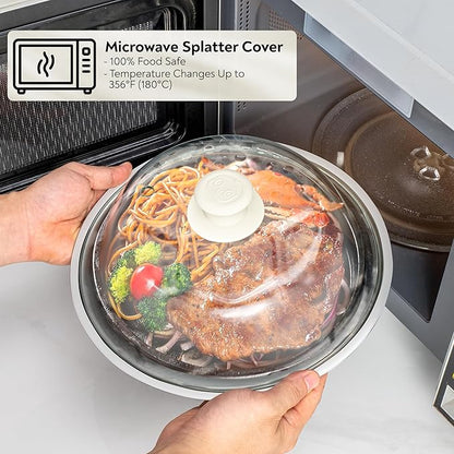 OEC Lighter Weight Tempered Glass Microwave Splatter Cover - 10 inch (Inner Diameter 8.7”) - Heat-Resistant - Durable Glass Lid with Vent, Silicone Knob, Dishwasher Safe, 100% Food Grade - BPA Free - Image 6