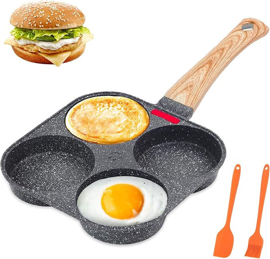 AHFLRITO 4-Cup Egg Pan Nonstick, Healthy Aluminum Omelette Pan, Breakfast Omelette Skillet for Fried Eggs Cooker, Pancakes, Suitable for Gas Stove & Induction Cookware by AHFLRITO