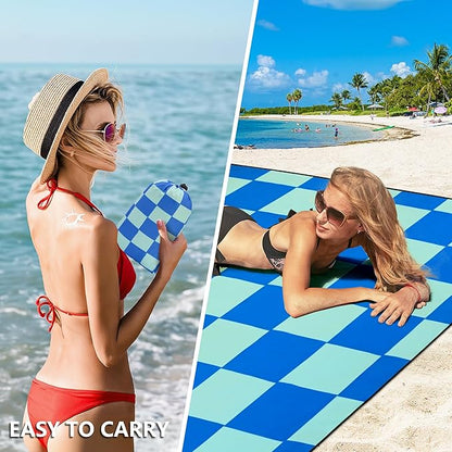 HIHOHO Beach Blanket Waterproof Sandproof Extra Large Beach Mat 79" X 83"/120"x108"for 1-8 Adults Quick Drying Durable Outdoor Picnic Mat for Beach Travel Camping Hiking