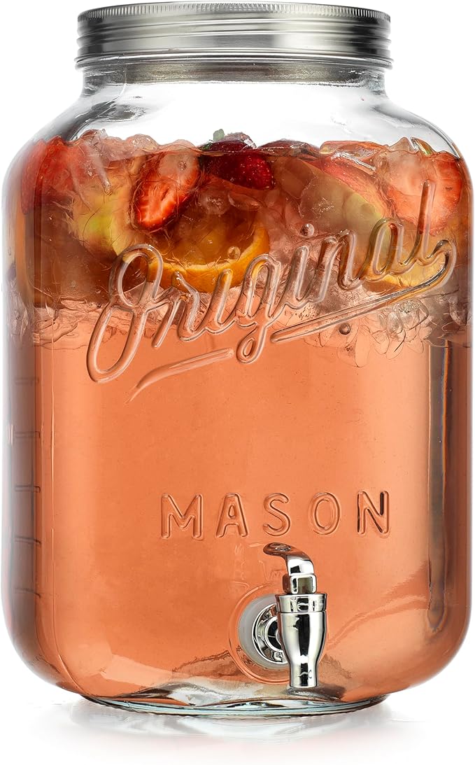 2 GALLON Glass Drink Dispensers for Parties, Original Mason Ice Beverage Dispensers, Glass Water Dispenser with Spigot, Laundry Detergent Dispenser, Lemonade Dispenser - Image 7
