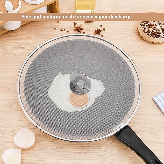 3 Pack Splatter Screen for Frying Pan 13" 11.5" 9.8" Stainless Steel Grease Splatter Guard Ultra Fine Mesh Lids with Fold Flat Knob Set for Prevent Oil Splatter - Image 4