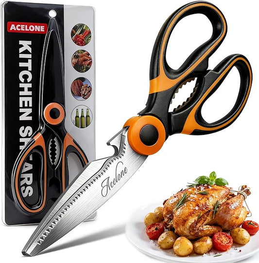 Acelone Kitchen Shears,Premium Heavy Duty Shears Ultra Sharp Stainless Steel Multi-function Kitchen Scissors for Chicken/Poultry/Fish/Meat/Vegetables/Herbs/BBQ…
