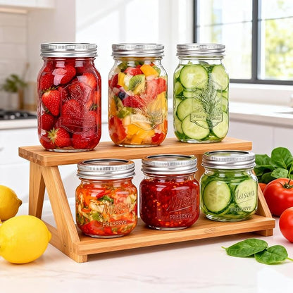 Eathtek 8 oz Glass Mason Jars with Regular Lids, 6 Pack 240 ml Canning Jars With Labels, Tags & Twine for Jam Jelly Spice Honey Herbs, Shower Favors Food Storage Wedding & Party Decor