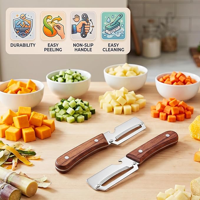 Multifunctional Vegetable Peeler for Kitchen & Bottle Opener,2 in 1 Stainless Steel Paring Knife for Fruit Veggie,Kitchen Gadgets for Sugar Cane Potato Fruit Pineapple Pumpkin Veggie Peeler(2 PCS) - Image 4