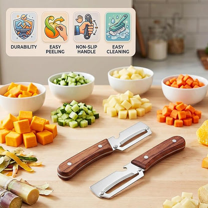 Multifunctional Vegetable Peeler for Kitchen & Bottle Opener,2 in 1 Stainless Steel Paring Knife for Fruit Veggie,Kitchen Gadgets for Sugar Cane Potato Fruit Pineapple Pumpkin Veggie Peeler(2 PCS) - Image 4