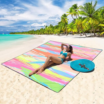 HIHOHO Beach Blanket Waterproof Sandproof Extra Large Beach Mat 79" X 83"/120"x108"for 1-8 Adults Quick Drying Durable Outdoor Picnic Mat for Beach Travel Camping Hiking