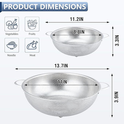 Gulex Colander Stainless Steel 3-Quart, Metal Strainer with Base, Strainer for Kitchen Food, Dishwasher Safe - Image 2