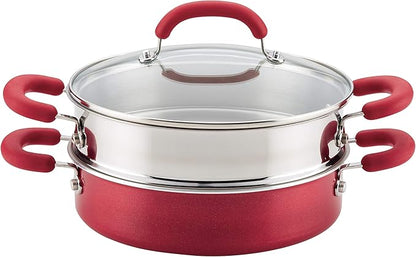 Rachael Ray Create Delicious Aluminum Nonstick Steam Set, 3-Quart, Red Shimmer by RachaelRayKitchenware