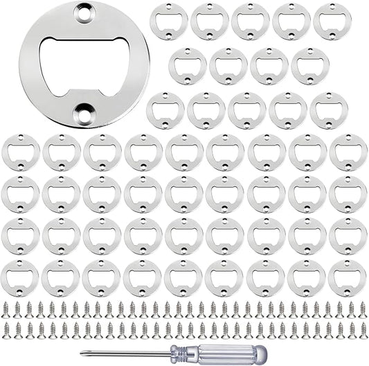 Bottle Opener Insert - 50 Sets Stainless Steel Inserts Kit with Screws Screwdriver for DIY Resin Mould Kit Hardware Parts Supply(Silver) by TECARATE