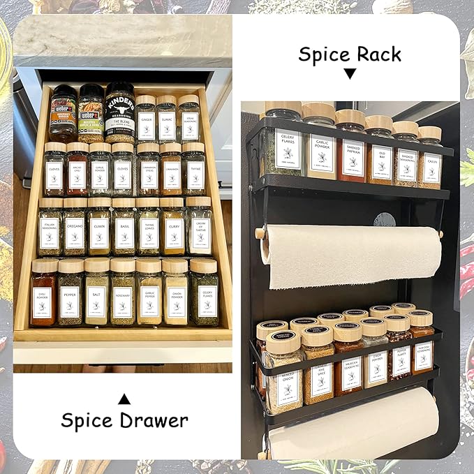 Aliggbent Spice Jars with Lable, 48 Pcs 4 oz Glass Spice Jars with Bamboo Lids, Spice Containers Bottles, Glass Seasoning Jars with Shaker Lids, Collapsible Funnel, for Spice Racks, Pantry,Cupboard - Image 5