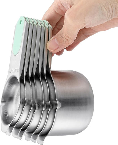Spring Chef Magnetic Measuring Cups & Spoons Set, Patented, Strong N45 Magnets, Heavy Duty Stainless Steel Fits in Spice Jars for Baking & Cooking, BPA Free, Round Set of 15 with Leveler, Mint - Image 9