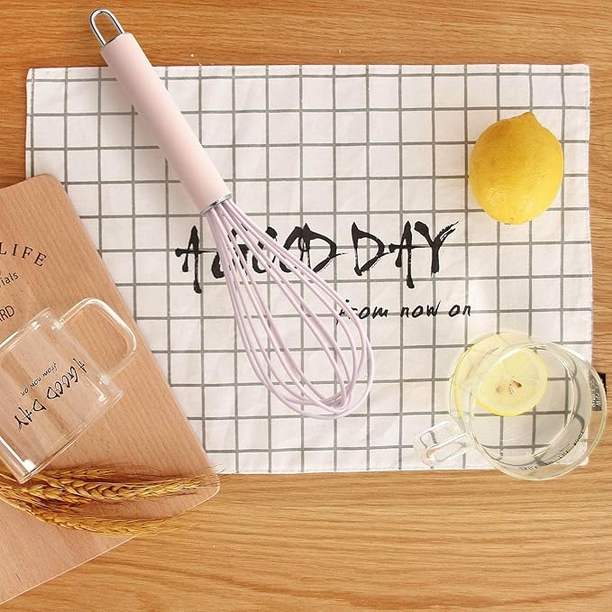 GorGin high temperature and easy to clean silicone whisk, wisk,stirrer, 10 inch, grip good grip design for Blending Whisking Beating Stirring Cooking Baking (1 Pack | Pink) - Image 3