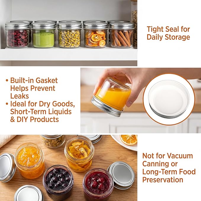 QAPPDA 4oz Glass Jars With Lids,Small Mason Jars Wide Mouth,Mini Canning Jars With Silver Lids For Honey,Jam,Jelly,Wedding Favor,Shower Favors,Spice Jars For Kitchen Storage & Home,Set of 40 - Image 5