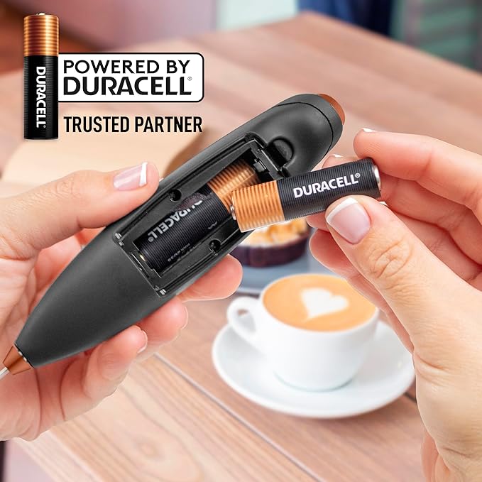 Zulay Kitchen Powerful Milk Frother Wand With 4 AA Duracell Batteries - Ultra Fast Handheld Drink Mixer - Electric Whisk Foam Maker for Coffee, Lattes, Cappuccino, Matcha & Creamer - Black Copper - Image 5